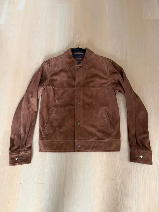 Rag & Bone Suede Trucker Jacket - Picture 1 of 11